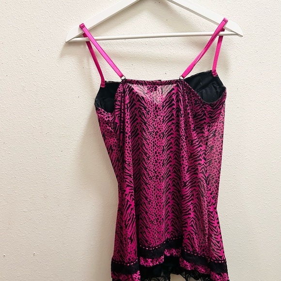 Babydoll lingerie dress pink and black cheetah print - Picture 6 of 6